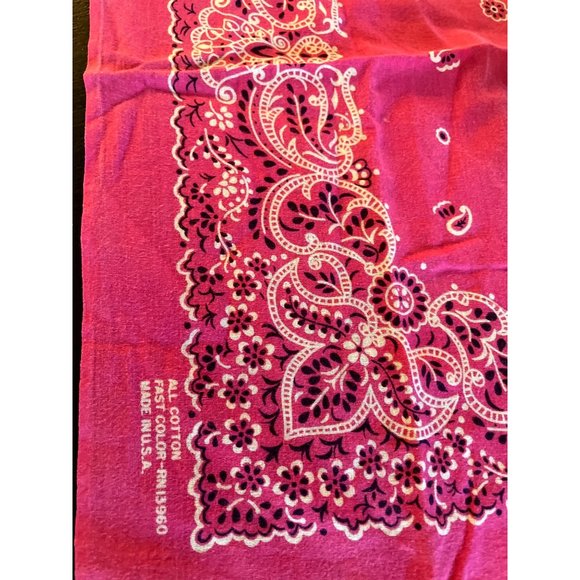 Vtg Pink Bandana Fast Color RN13960 Made in USA - Picture 3 of 5